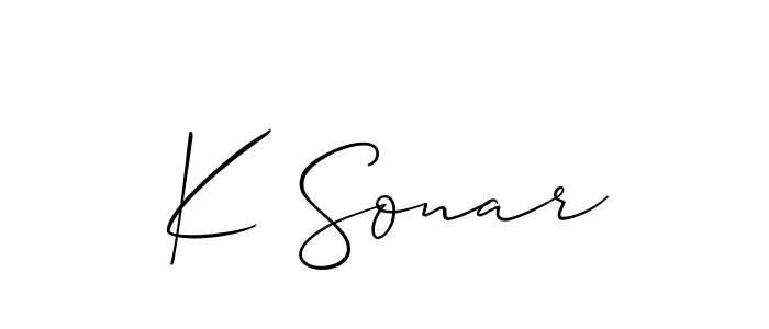 How to make K Sonar name signature. Use Allison_Script style for creating short signs online. This is the latest handwritten sign. K Sonar signature style 2 images and pictures png
