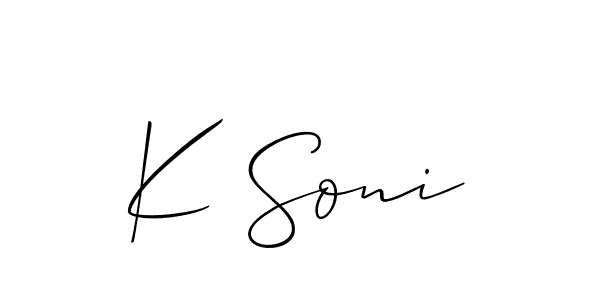 How to Draw K Soni signature style? Allison_Script is a latest design signature styles for name K Soni. K Soni signature style 2 images and pictures png