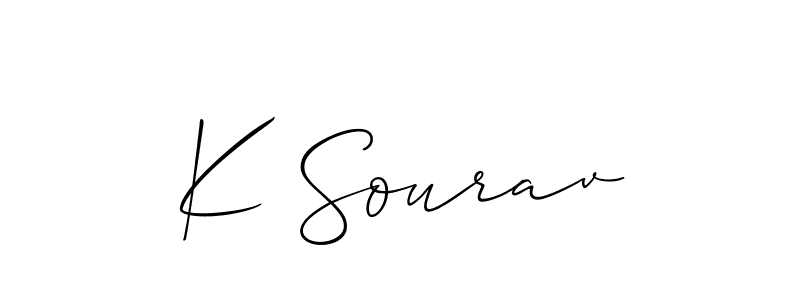 Also You can easily find your signature by using the search form. We will create K Sourav name handwritten signature images for you free of cost using Allison_Script sign style. K Sourav signature style 2 images and pictures png