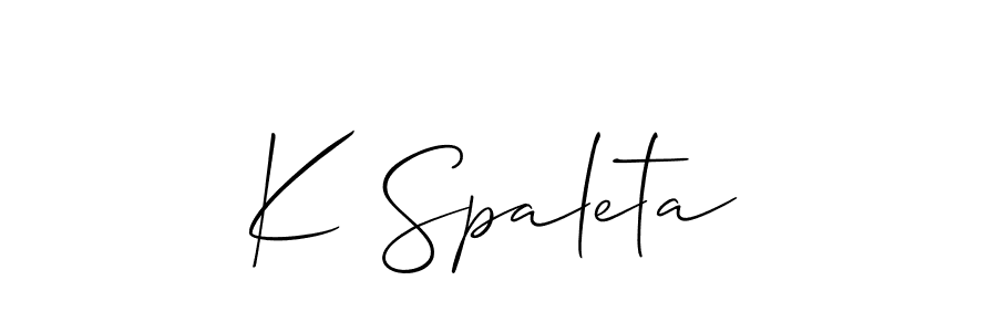 Make a short K Spaleta signature style. Manage your documents anywhere anytime using Allison_Script. Create and add eSignatures, submit forms, share and send files easily. K Spaleta signature style 2 images and pictures png