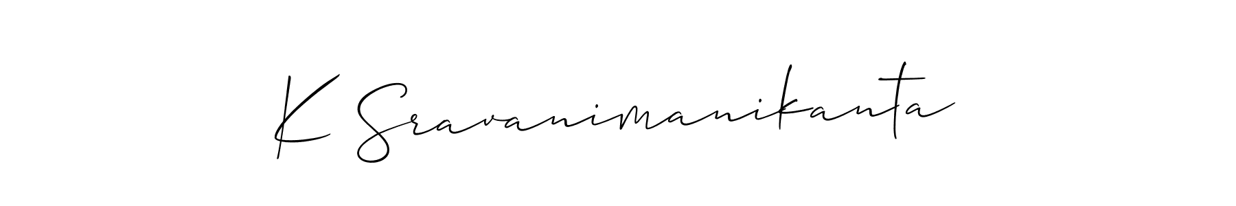 You should practise on your own different ways (Allison_Script) to write your name (K Sravanimanikanta) in signature. don't let someone else do it for you. K Sravanimanikanta signature style 2 images and pictures png
