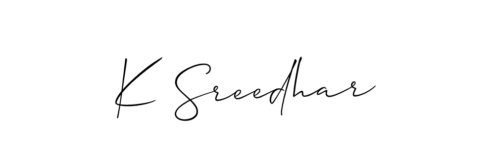Make a short K Sreedhar signature style. Manage your documents anywhere anytime using Allison_Script. Create and add eSignatures, submit forms, share and send files easily. K Sreedhar signature style 2 images and pictures png