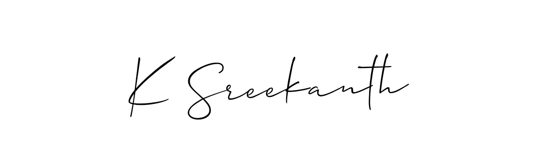 Also You can easily find your signature by using the search form. We will create K Sreekanth name handwritten signature images for you free of cost using Allison_Script sign style. K Sreekanth signature style 2 images and pictures png