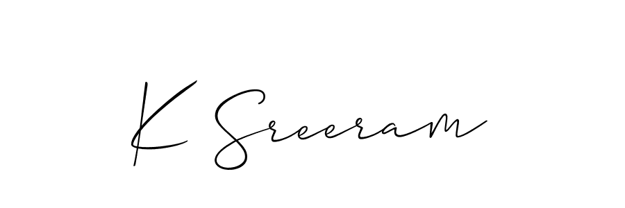 Create a beautiful signature design for name K Sreeram. With this signature (Allison_Script) fonts, you can make a handwritten signature for free. K Sreeram signature style 2 images and pictures png