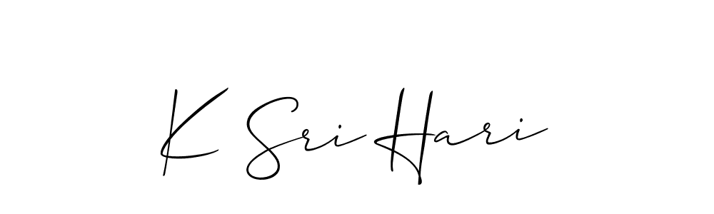 The best way (Allison_Script) to make a short signature is to pick only two or three words in your name. The name K Sri Hari include a total of six letters. For converting this name. K Sri Hari signature style 2 images and pictures png