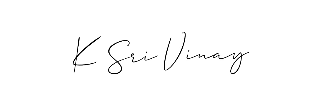 How to make K Sri Vinay name signature. Use Allison_Script style for creating short signs online. This is the latest handwritten sign. K Sri Vinay signature style 2 images and pictures png