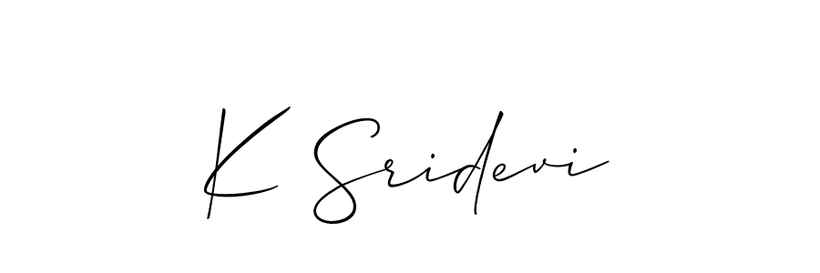 Use a signature maker to create a handwritten signature online. With this signature software, you can design (Allison_Script) your own signature for name K Sridevi. K Sridevi signature style 2 images and pictures png