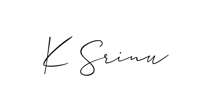 Use a signature maker to create a handwritten signature online. With this signature software, you can design (Allison_Script) your own signature for name K Srinu. K Srinu signature style 2 images and pictures png