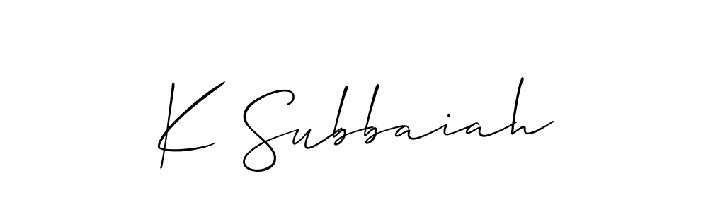 Also You can easily find your signature by using the search form. We will create K Subbaiah name handwritten signature images for you free of cost using Allison_Script sign style. K Subbaiah signature style 2 images and pictures png