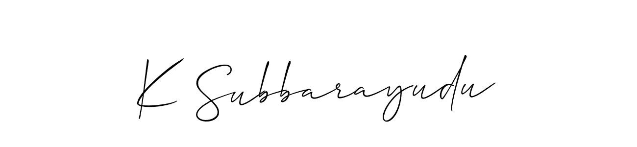 How to make K Subbarayudu signature? Allison_Script is a professional autograph style. Create handwritten signature for K Subbarayudu name. K Subbarayudu signature style 2 images and pictures png