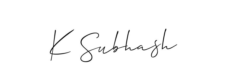 Similarly Allison_Script is the best handwritten signature design. Signature creator online .You can use it as an online autograph creator for name K Subhash. K Subhash signature style 2 images and pictures png