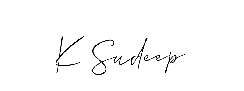 Also we have K Sudeep name is the best signature style. Create professional handwritten signature collection using Allison_Script autograph style. K Sudeep signature style 2 images and pictures png