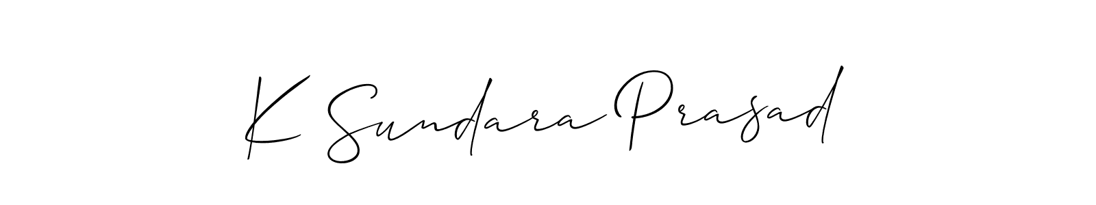 Also You can easily find your signature by using the search form. We will create K Sundara Prasad name handwritten signature images for you free of cost using Allison_Script sign style. K Sundara Prasad signature style 2 images and pictures png