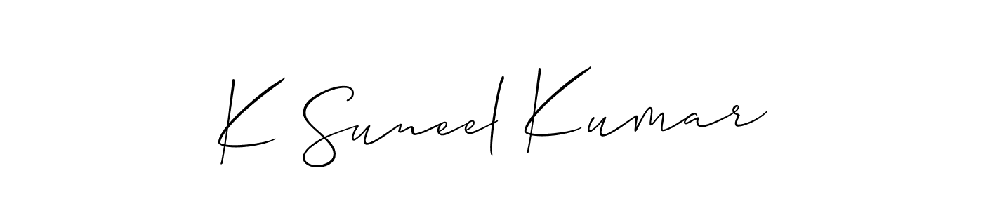 How to Draw K Suneel Kumar signature style? Allison_Script is a latest design signature styles for name K Suneel Kumar. K Suneel Kumar signature style 2 images and pictures png