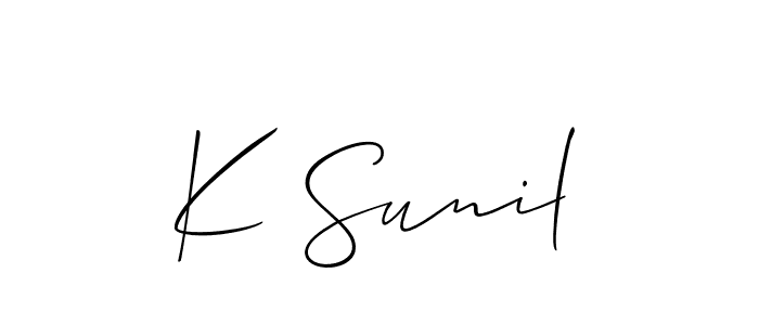 Also we have K Sunil name is the best signature style. Create professional handwritten signature collection using Allison_Script autograph style. K Sunil signature style 2 images and pictures png