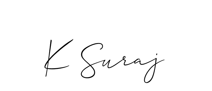 The best way (Allison_Script) to make a short signature is to pick only two or three words in your name. The name K Suraj include a total of six letters. For converting this name. K Suraj signature style 2 images and pictures png