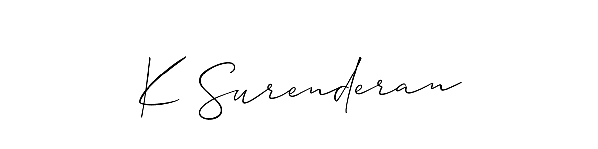 if you are searching for the best signature style for your name K Surenderan. so please give up your signature search. here we have designed multiple signature styles  using Allison_Script. K Surenderan signature style 2 images and pictures png