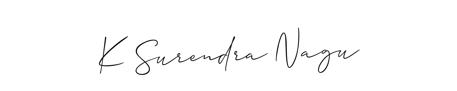 You can use this online signature creator to create a handwritten signature for the name K Surendra Nagu. This is the best online autograph maker. K Surendra Nagu signature style 2 images and pictures png