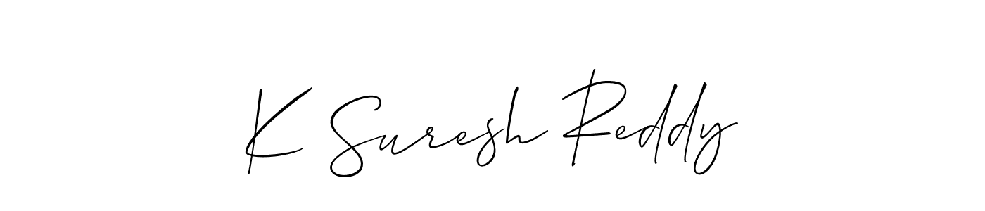 The best way (Allison_Script) to make a short signature is to pick only two or three words in your name. The name K Suresh Reddy include a total of six letters. For converting this name. K Suresh Reddy signature style 2 images and pictures png
