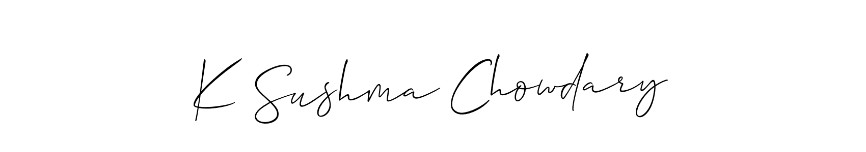 This is the best signature style for the K Sushma Chowdary name. Also you like these signature font (Allison_Script). Mix name signature. K Sushma Chowdary signature style 2 images and pictures png