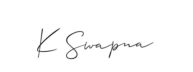 Also we have K Swapna name is the best signature style. Create professional handwritten signature collection using Allison_Script autograph style. K Swapna signature style 2 images and pictures png