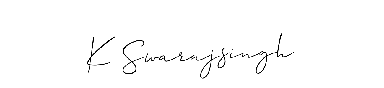 Also we have K Swarajsingh name is the best signature style. Create professional handwritten signature collection using Allison_Script autograph style. K Swarajsingh signature style 2 images and pictures png