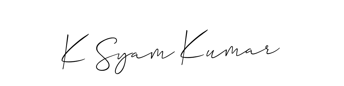 How to Draw K Syam Kumar signature style? Allison_Script is a latest design signature styles for name K Syam Kumar. K Syam Kumar signature style 2 images and pictures png