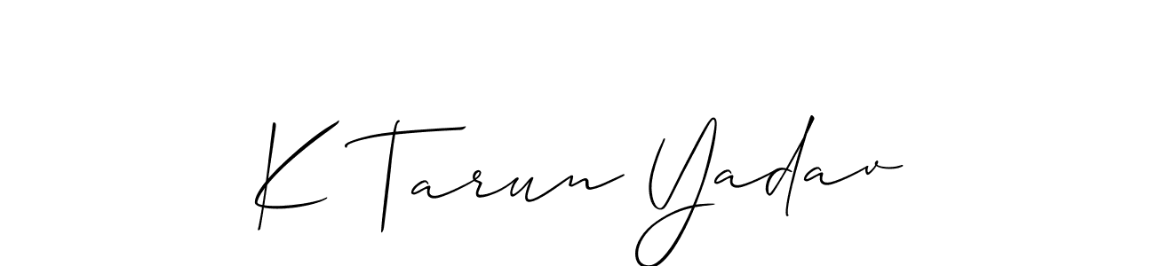 if you are searching for the best signature style for your name K Tarun Yadav. so please give up your signature search. here we have designed multiple signature styles  using Allison_Script. K Tarun Yadav signature style 2 images and pictures png