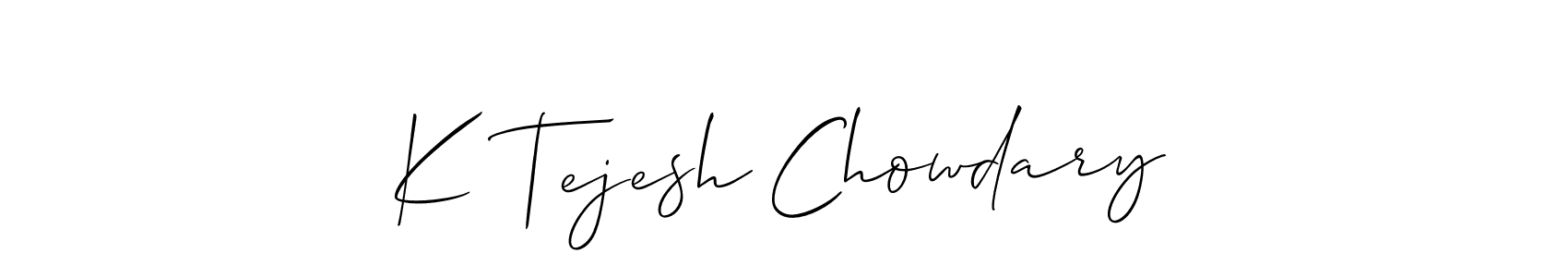 How to make K Tejesh Chowdary name signature. Use Allison_Script style for creating short signs online. This is the latest handwritten sign. K Tejesh Chowdary signature style 2 images and pictures png