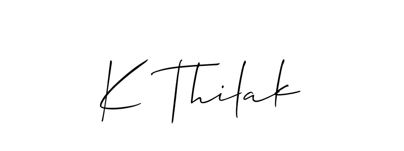 Also we have K Thilak name is the best signature style. Create professional handwritten signature collection using Allison_Script autograph style. K Thilak signature style 2 images and pictures png