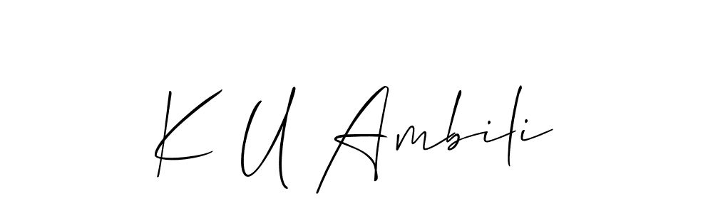 It looks lik you need a new signature style for name K U Ambili. Design unique handwritten (Allison_Script) signature with our free signature maker in just a few clicks. K U Ambili signature style 2 images and pictures png