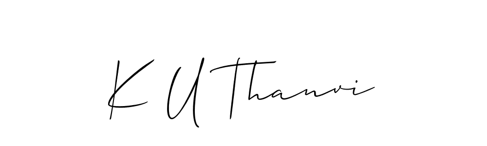 The best way (Allison_Script) to make a short signature is to pick only two or three words in your name. The name K U Thanvi include a total of six letters. For converting this name. K U Thanvi signature style 2 images and pictures png