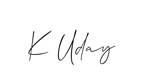 It looks lik you need a new signature style for name K Uday. Design unique handwritten (Allison_Script) signature with our free signature maker in just a few clicks. K Uday signature style 2 images and pictures png