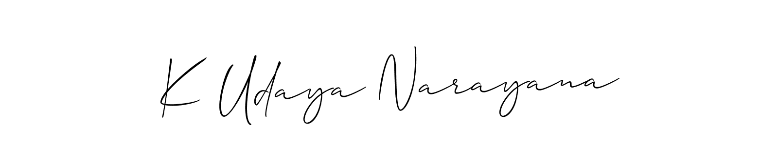 How to Draw K Udaya Narayana signature style? Allison_Script is a latest design signature styles for name K Udaya Narayana. K Udaya Narayana signature style 2 images and pictures png