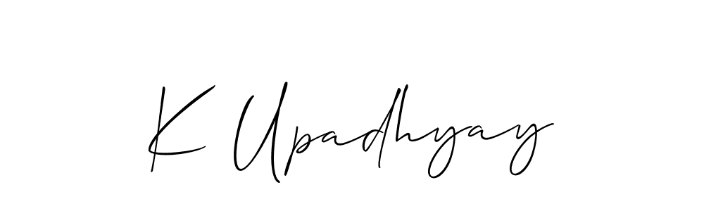 Use a signature maker to create a handwritten signature online. With this signature software, you can design (Allison_Script) your own signature for name K Upadhyay. K Upadhyay signature style 2 images and pictures png