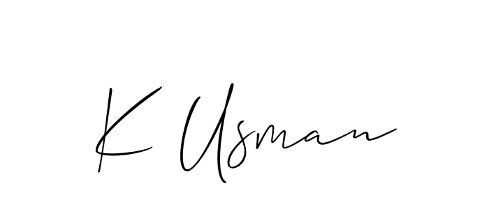You should practise on your own different ways (Allison_Script) to write your name (K Usman) in signature. don't let someone else do it for you. K Usman signature style 2 images and pictures png
