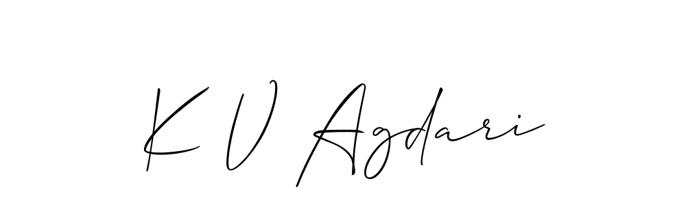 Use a signature maker to create a handwritten signature online. With this signature software, you can design (Allison_Script) your own signature for name K V Agdari. K V Agdari signature style 2 images and pictures png