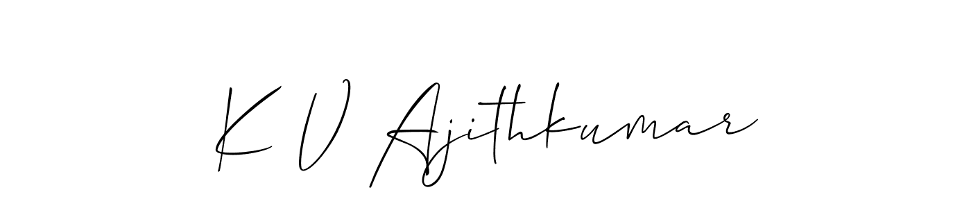 Create a beautiful signature design for name K V Ajithkumar. With this signature (Allison_Script) fonts, you can make a handwritten signature for free. K V Ajithkumar signature style 2 images and pictures png