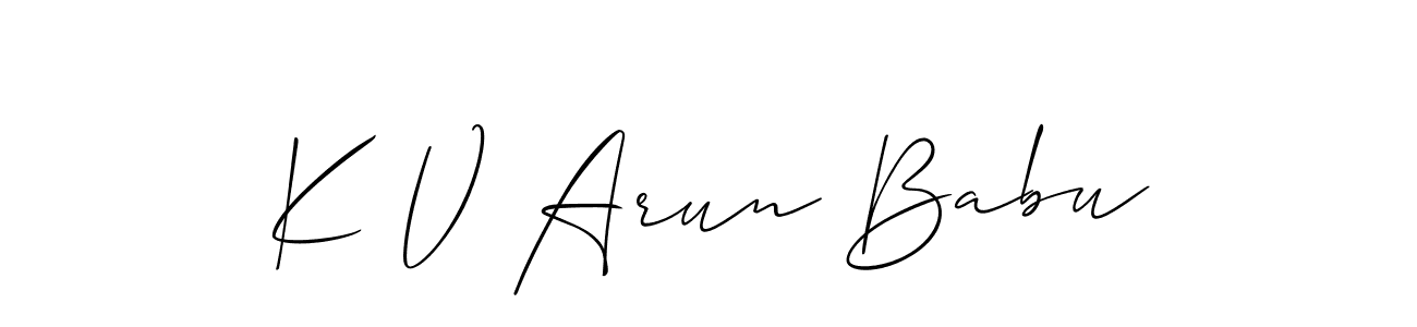 Make a short K V Arun Babu signature style. Manage your documents anywhere anytime using Allison_Script. Create and add eSignatures, submit forms, share and send files easily. K V Arun Babu signature style 2 images and pictures png