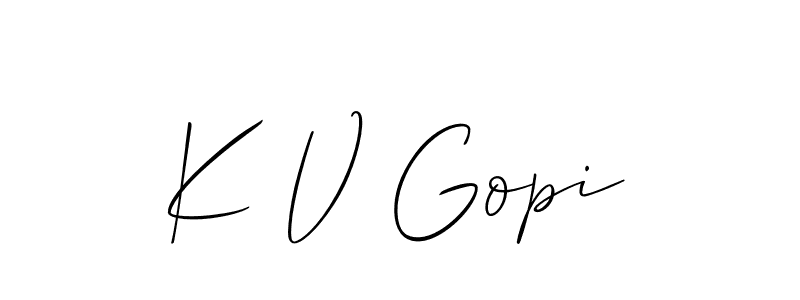 Also we have K V Gopi name is the best signature style. Create professional handwritten signature collection using Allison_Script autograph style. K V Gopi signature style 2 images and pictures png