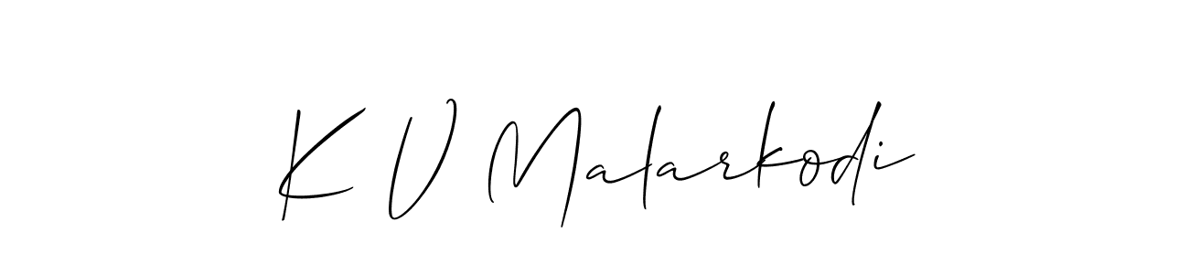 Use a signature maker to create a handwritten signature online. With this signature software, you can design (Allison_Script) your own signature for name K V Malarkodi. K V Malarkodi signature style 2 images and pictures png