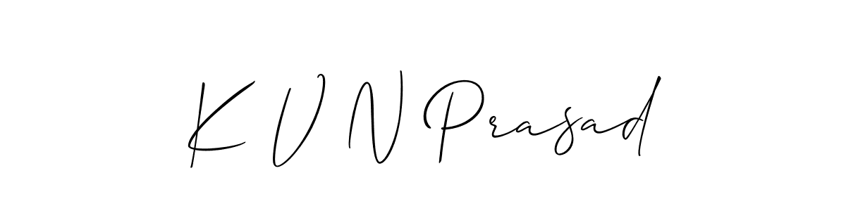 You should practise on your own different ways (Allison_Script) to write your name (K V N Prasad) in signature. don't let someone else do it for you. K V N Prasad signature style 2 images and pictures png