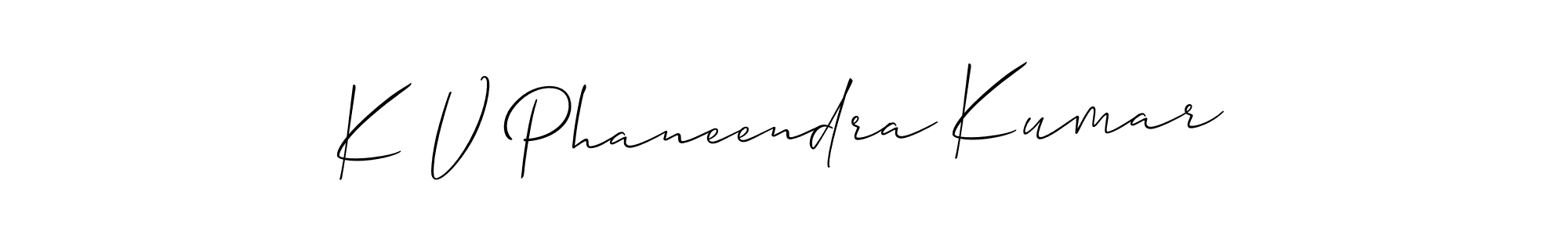 Make a beautiful signature design for name K V Phaneendra Kumar. With this signature (Allison_Script) style, you can create a handwritten signature for free. K V Phaneendra Kumar signature style 2 images and pictures png