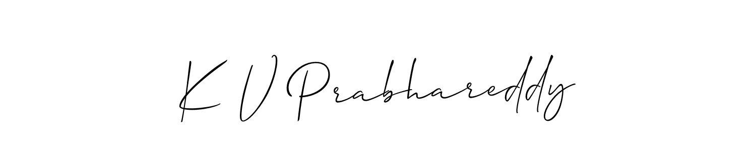 if you are searching for the best signature style for your name K V Prabhareddy. so please give up your signature search. here we have designed multiple signature styles  using Allison_Script. K V Prabhareddy signature style 2 images and pictures png