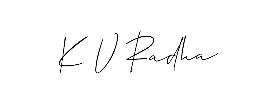 Similarly Allison_Script is the best handwritten signature design. Signature creator online .You can use it as an online autograph creator for name K V Radha. K V Radha signature style 2 images and pictures png