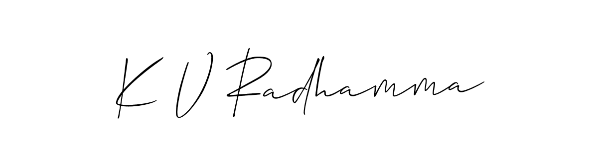 You can use this online signature creator to create a handwritten signature for the name K V Radhamma. This is the best online autograph maker. K V Radhamma signature style 2 images and pictures png