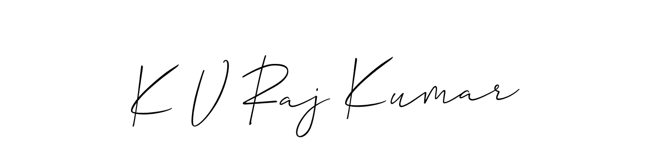 Create a beautiful signature design for name K V Raj Kumar. With this signature (Allison_Script) fonts, you can make a handwritten signature for free. K V Raj Kumar signature style 2 images and pictures png