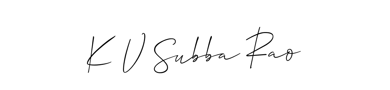 How to make K V Subba Rao name signature. Use Allison_Script style for creating short signs online. This is the latest handwritten sign. K V Subba Rao signature style 2 images and pictures png