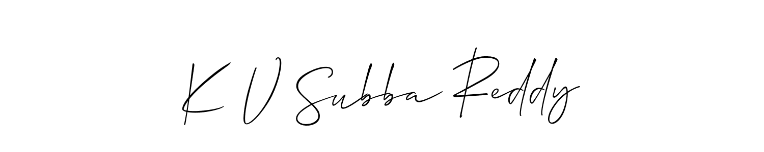 Allison_Script is a professional signature style that is perfect for those who want to add a touch of class to their signature. It is also a great choice for those who want to make their signature more unique. Get K V Subba Reddy name to fancy signature for free. K V Subba Reddy signature style 2 images and pictures png