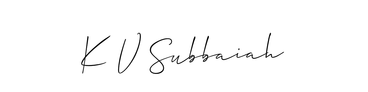 Make a beautiful signature design for name K V Subbaiah. With this signature (Allison_Script) style, you can create a handwritten signature for free. K V Subbaiah signature style 2 images and pictures png